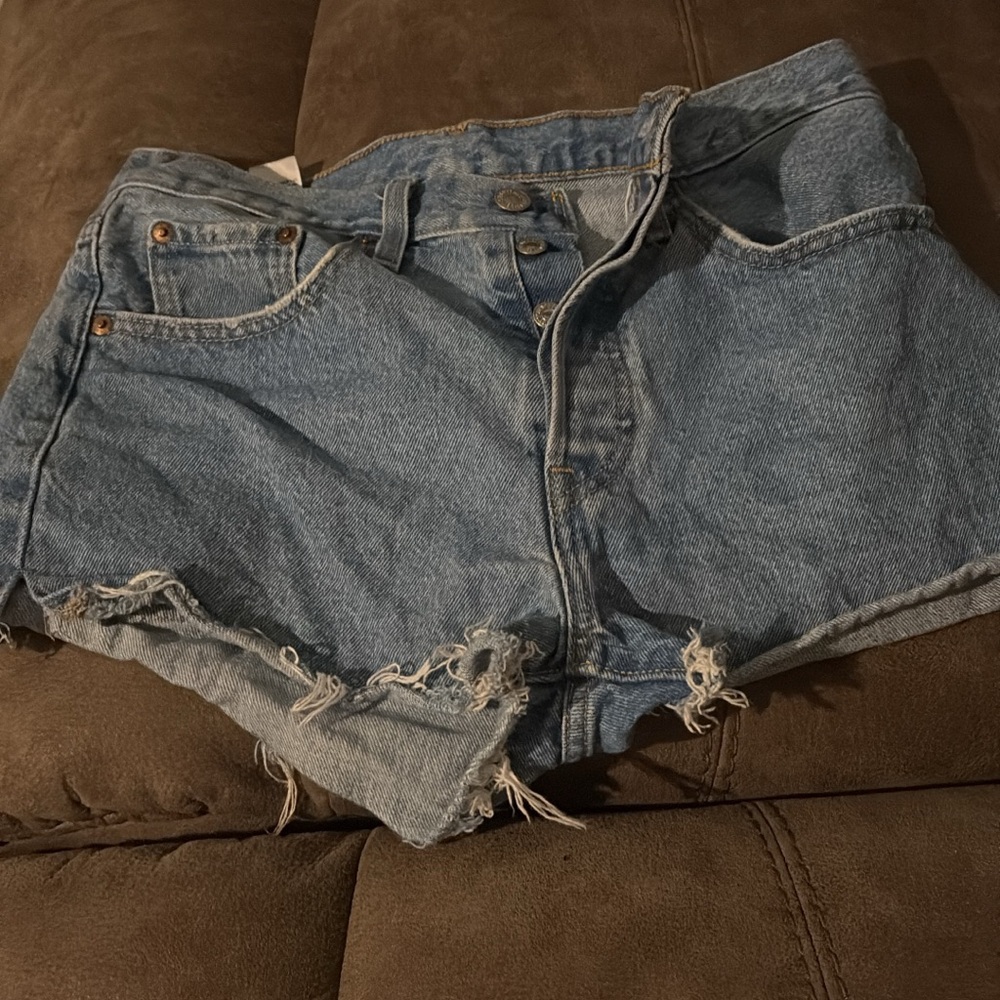 Levi's Blue Distressed Jean Shorts